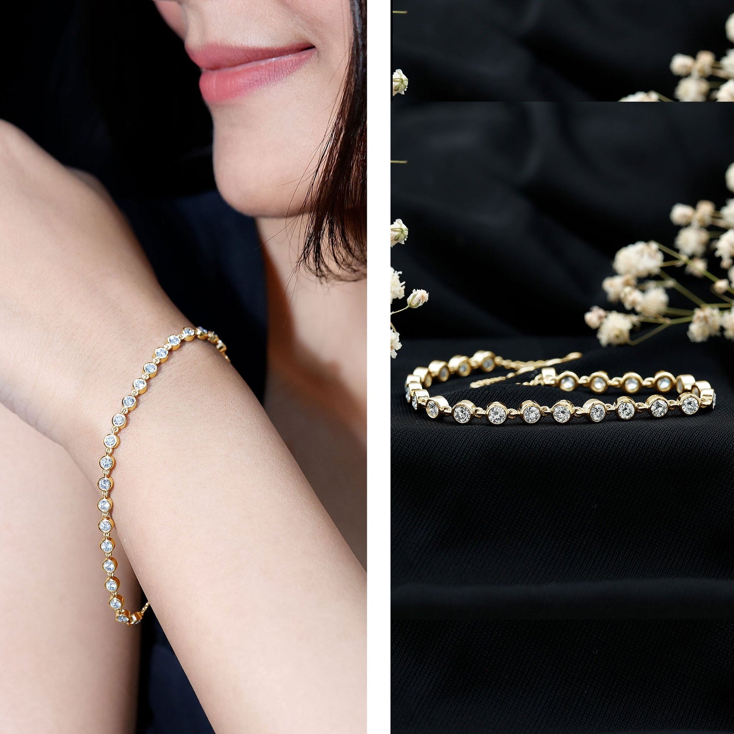 Certified Lab Grown Bezel Set Diamond Eternity Chain Bracelet