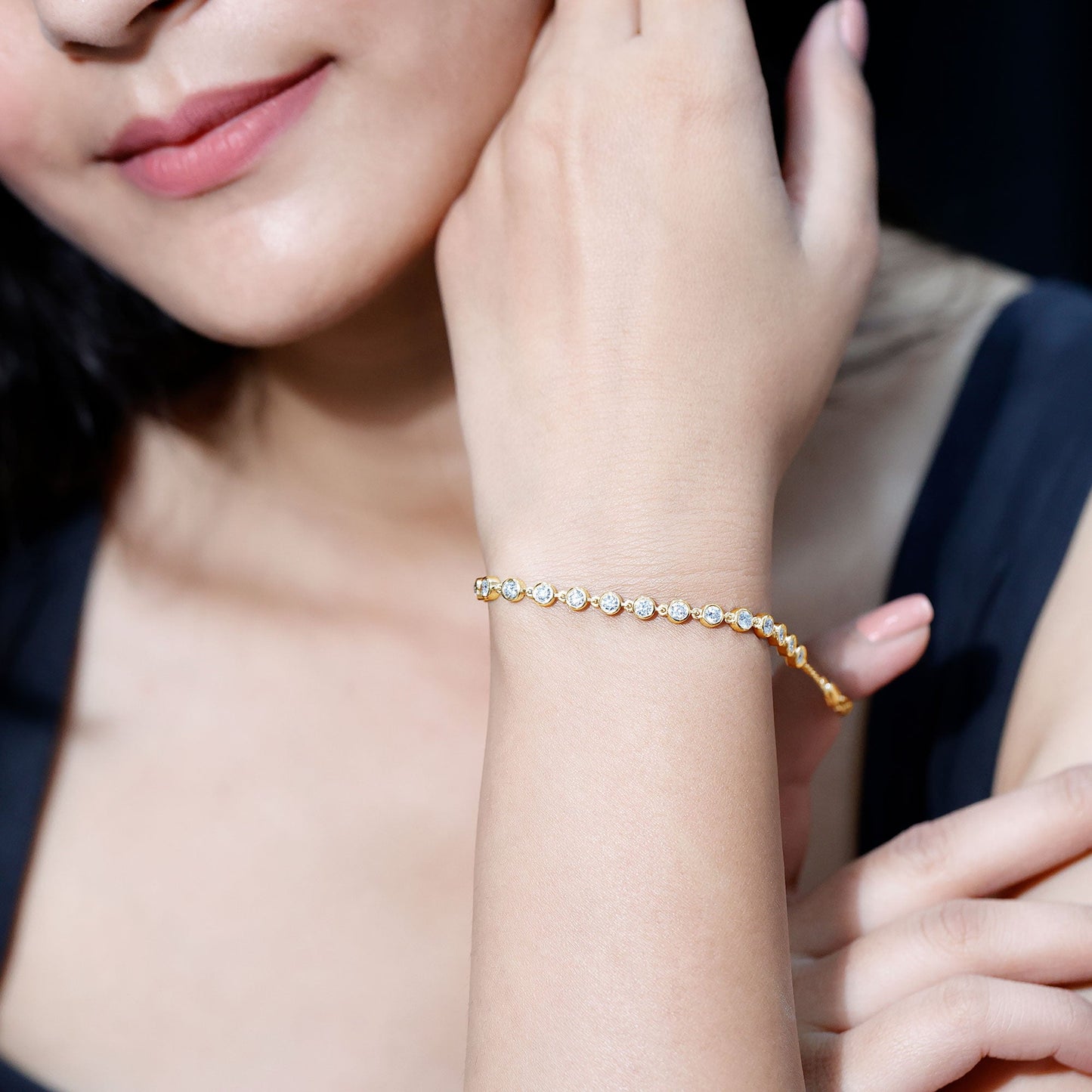 Certified Lab Grown Bezel Set Diamond Eternity Chain Bracelet