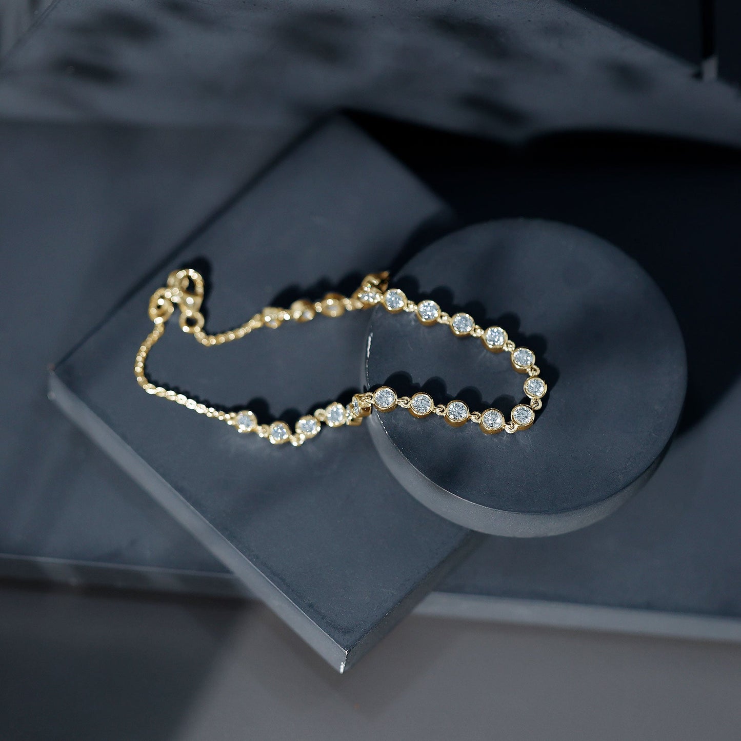 Certified Lab Grown Bezel Set Diamond Eternity Chain Bracelet