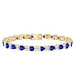 Heart Shape Lab Grown Blue Sapphire and Diamond Tennis Bracelet