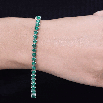 Lab Grown Emerald Heart Tennis Bracelet