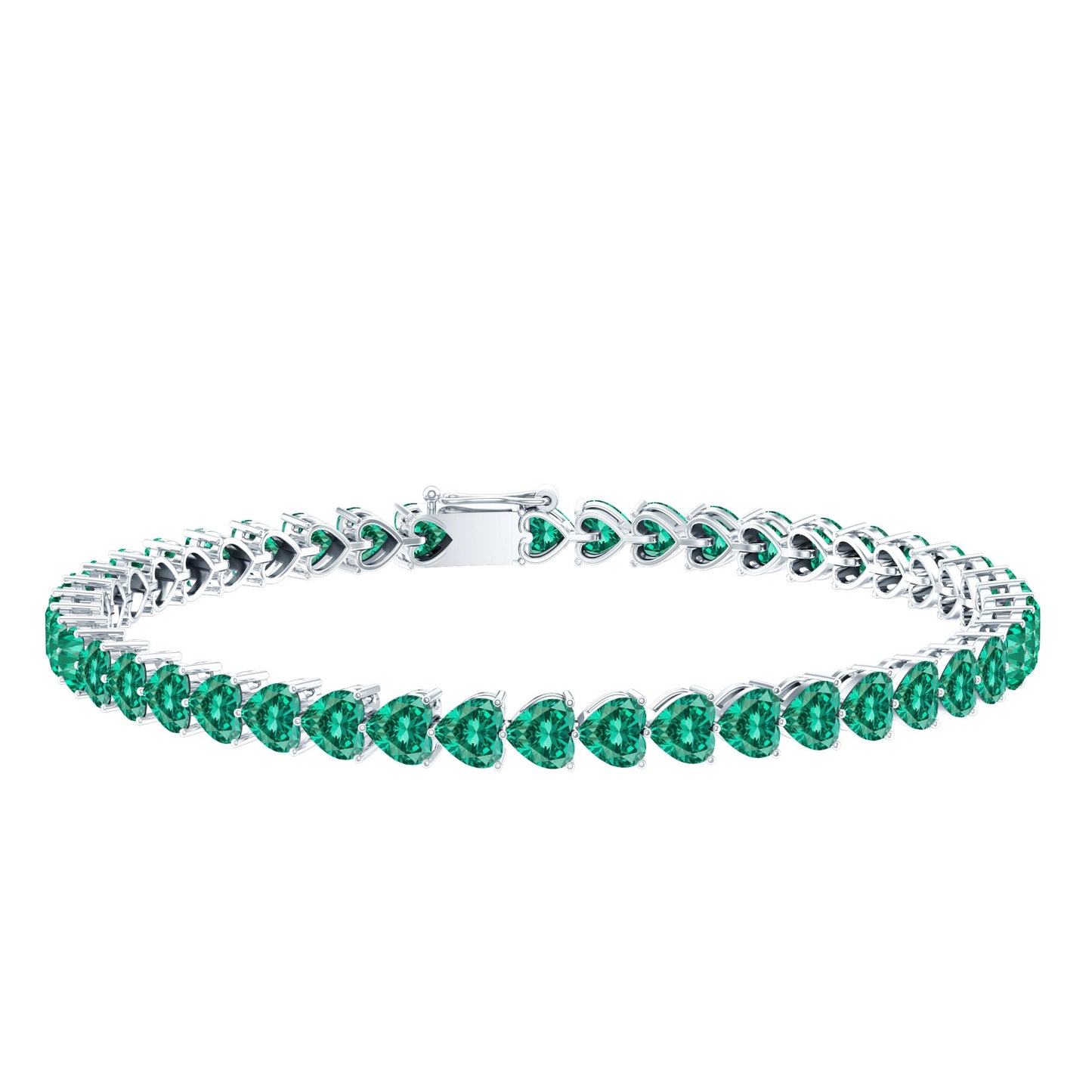 Lab Grown Emerald Heart Tennis Bracelet