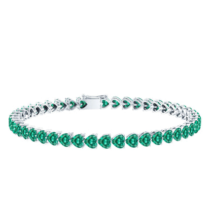 Lab Grown Emerald Heart Tennis Bracelet