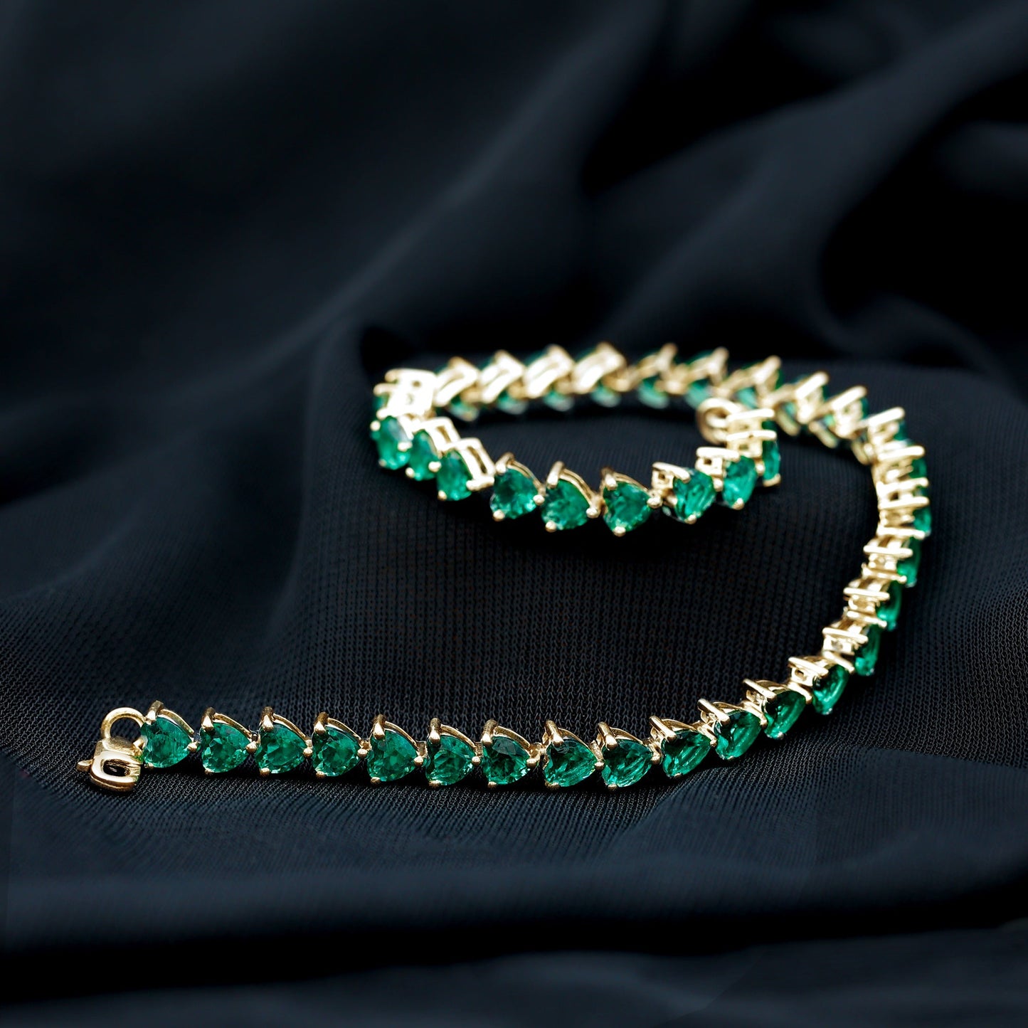 Lab Grown Emerald Heart Tennis Bracelet