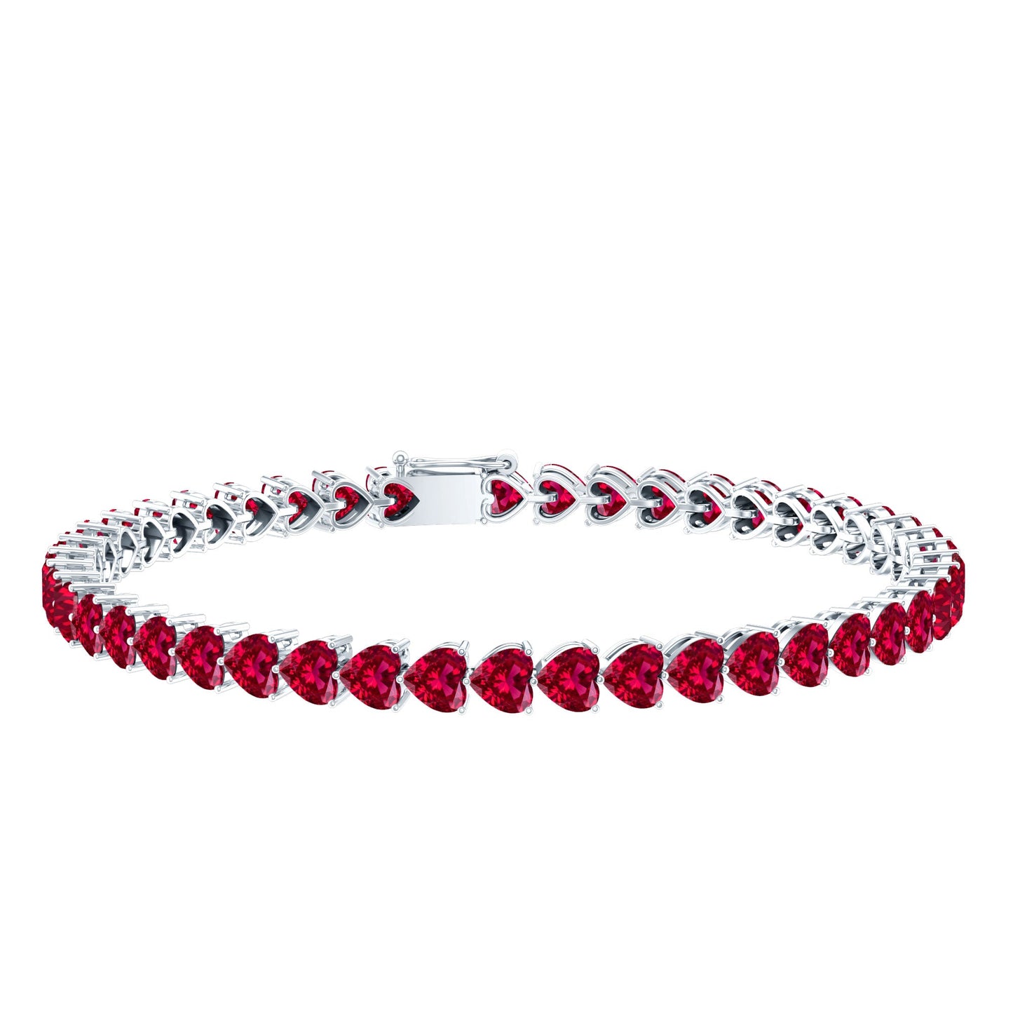Heart Shape Lab Grown Ruby Tennis Bracelet