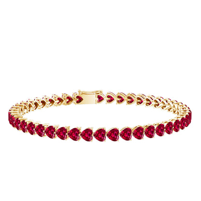 Heart Shape Lab Grown Ruby Tennis Bracelet
