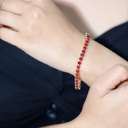 Heart Shape Lab Grown Ruby Tennis Bracelet