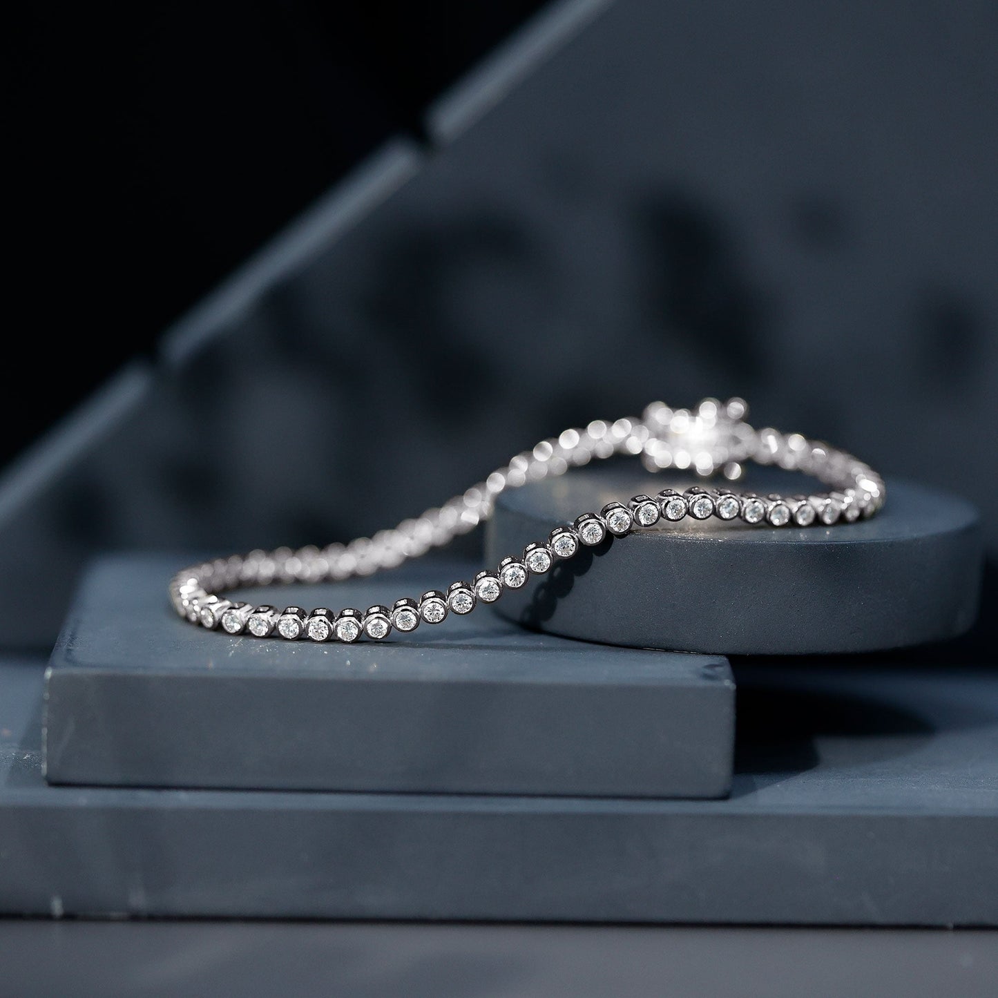 Certified Bezel Set Lab Grown Diamond Tennis Bracelet