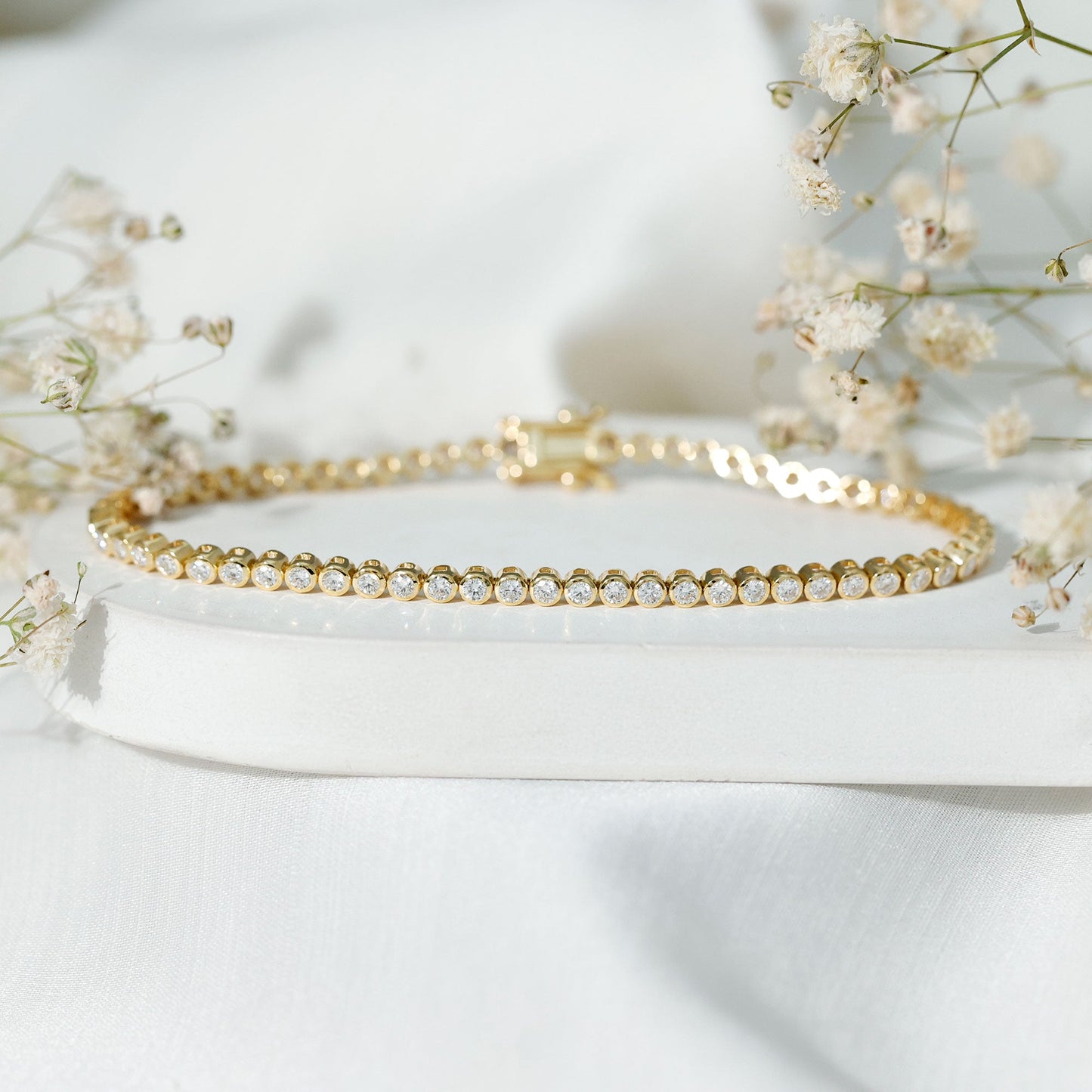 Certified Bezel Set Lab Grown Diamond Tennis Bracelet