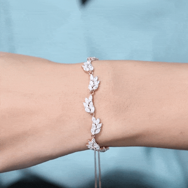 Certified Lab Grown Diamond Leaf Bolo Bracelet Adjustable