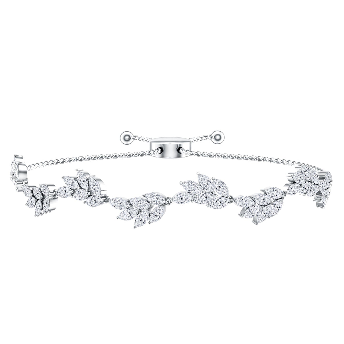 Certified Lab Grown Diamond Leaf Bolo Bracelet Adjustable