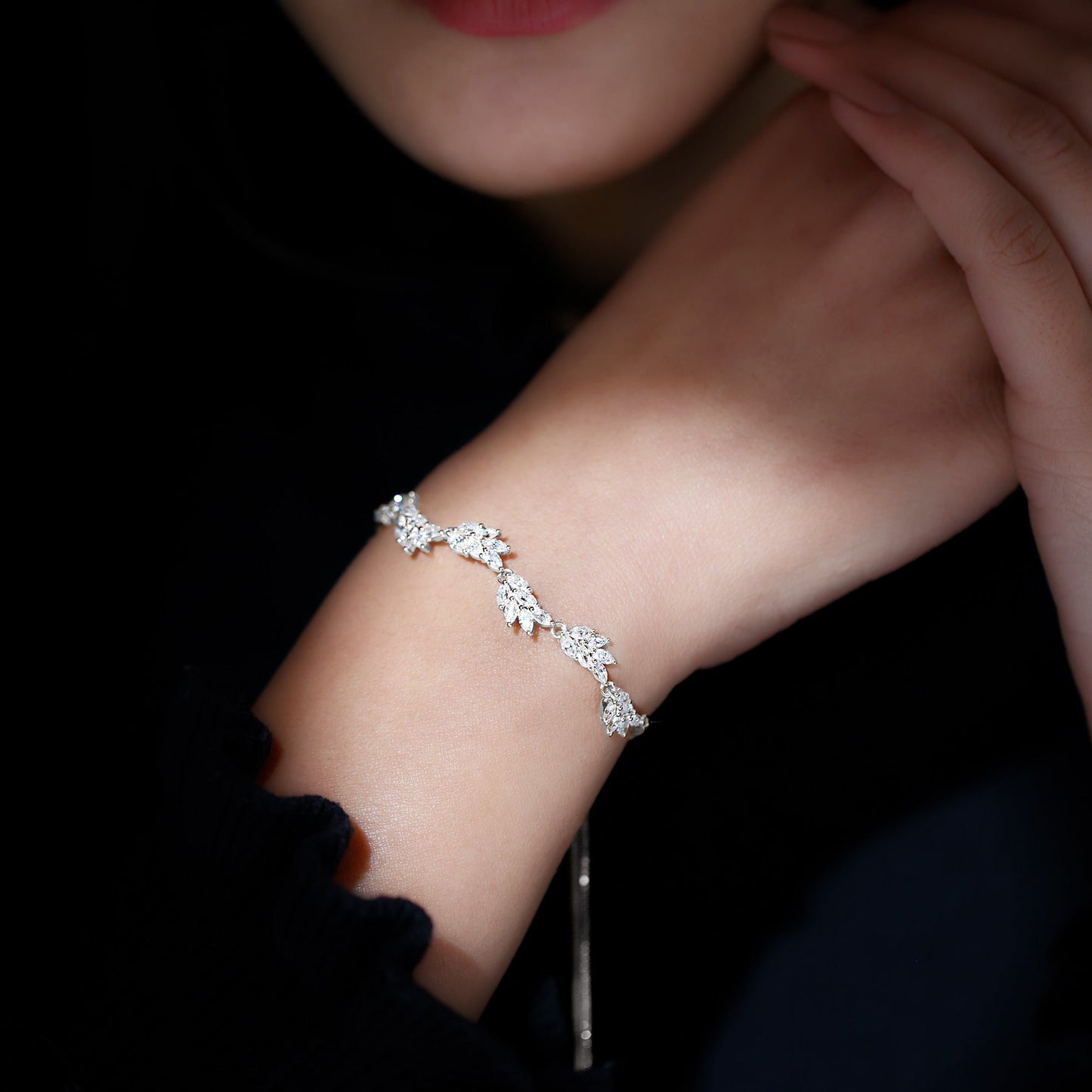 Certified Lab Grown Diamond Leaf Bolo Bracelet Adjustable