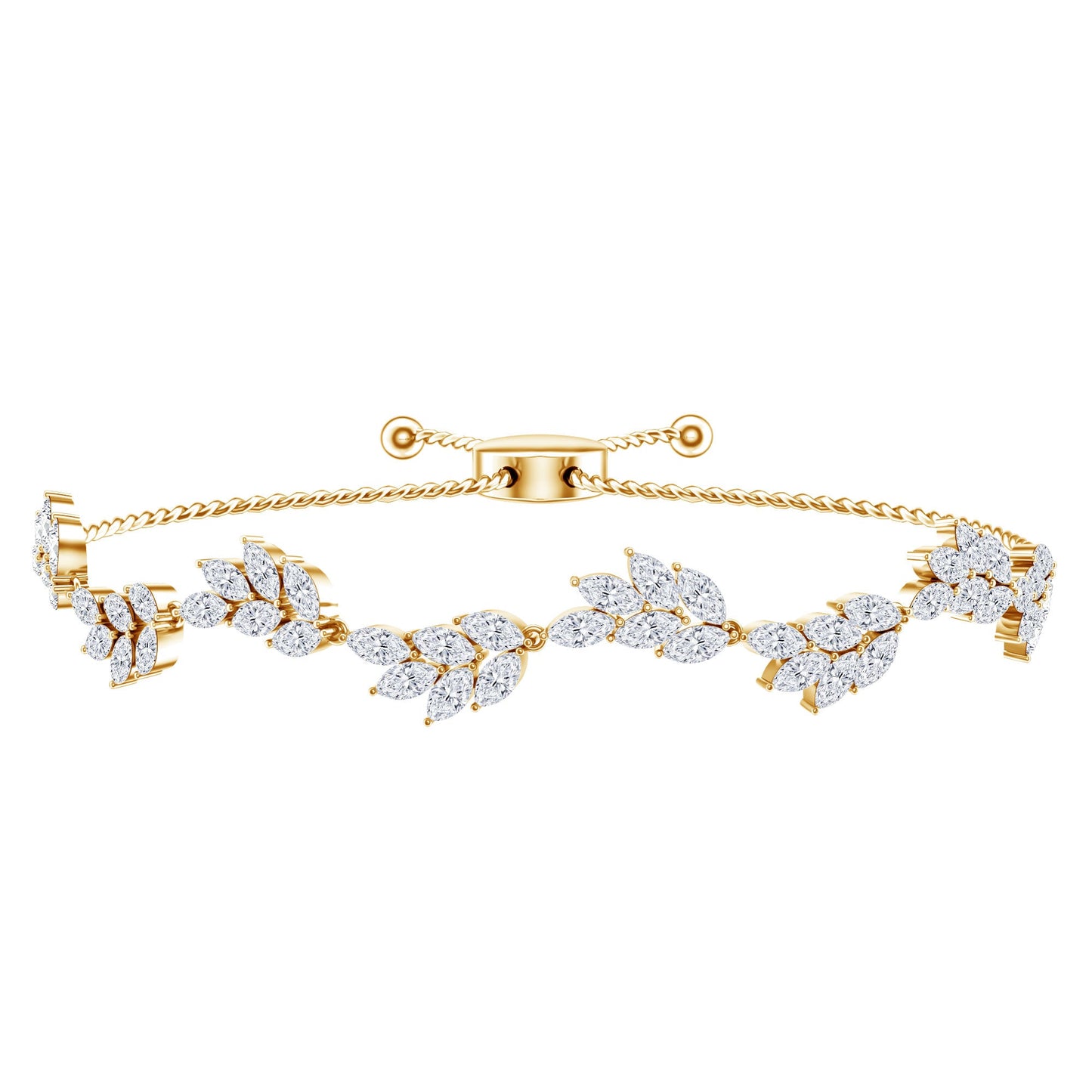 Certified Lab Grown Diamond Leaf Bolo Bracelet Adjustable