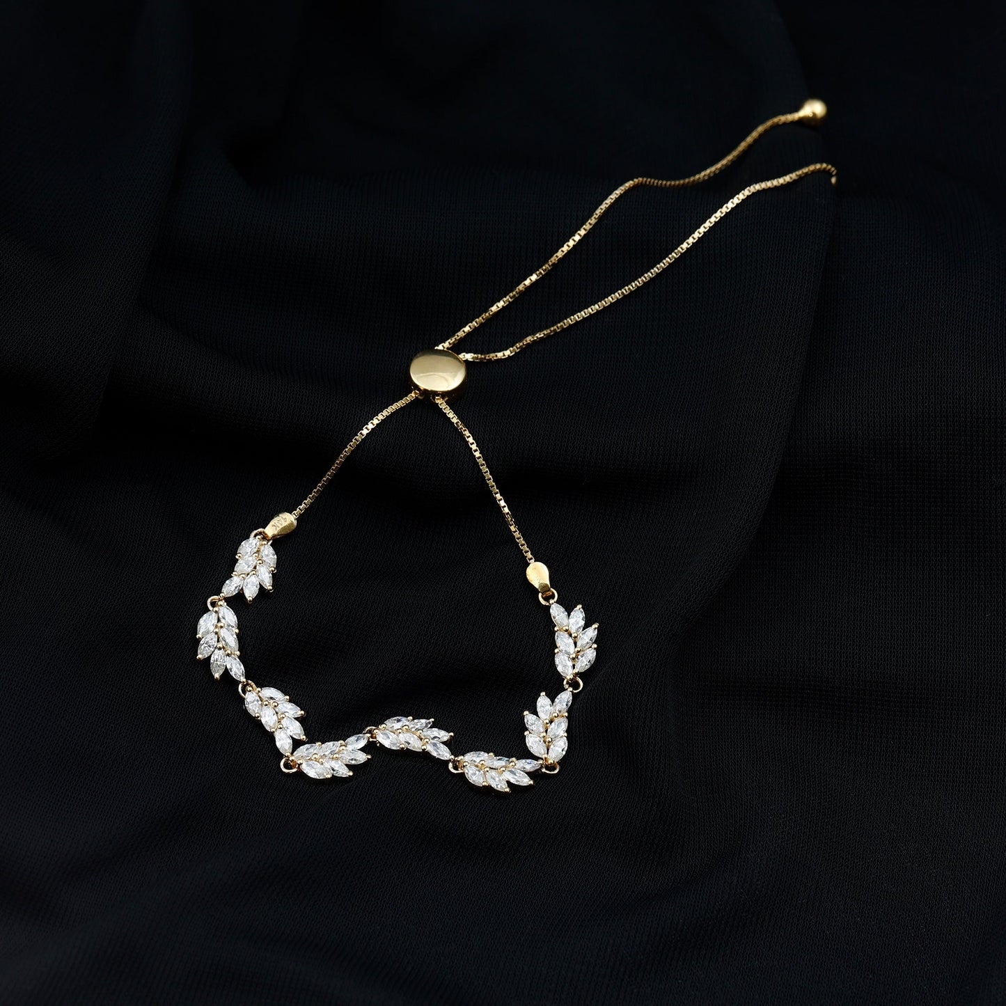 Certified Lab Grown Diamond Leaf Bolo Bracelet Adjustable