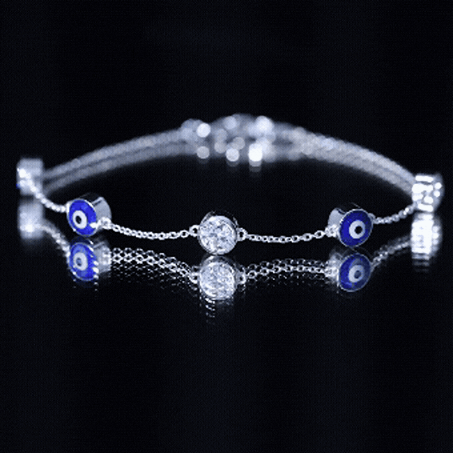 Lab Grown Bezel Set Diamond Evil Eye Bracelet