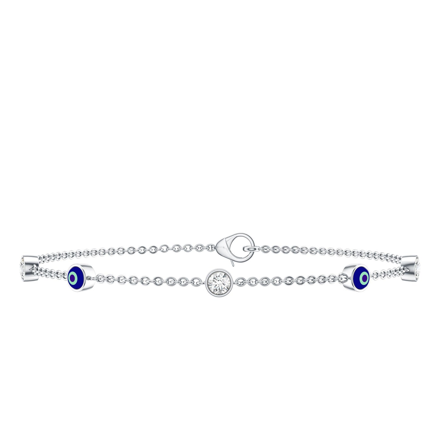 Lab Grown Bezel Set Diamond Evil Eye Bracelet