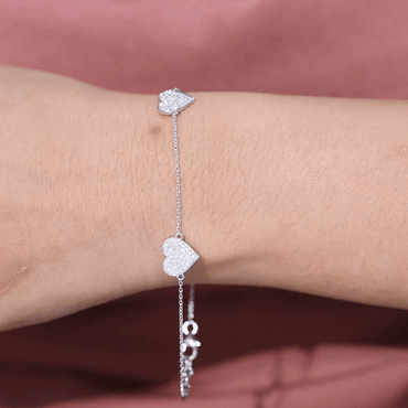 Pave Set Lab Grown Diamond Heart Bracelet for Women