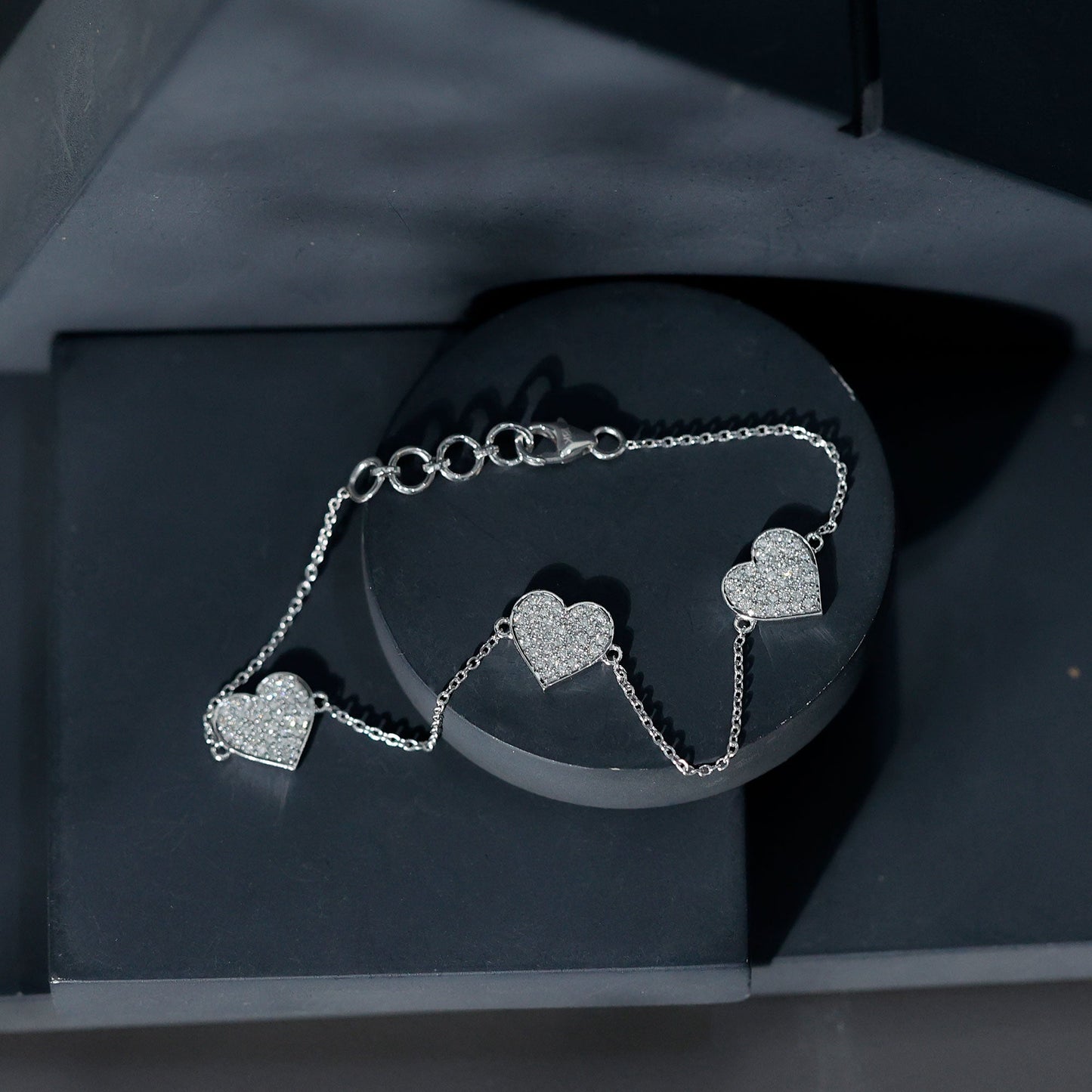 Pave Set Lab Grown Diamond Heart Bracelet for Women