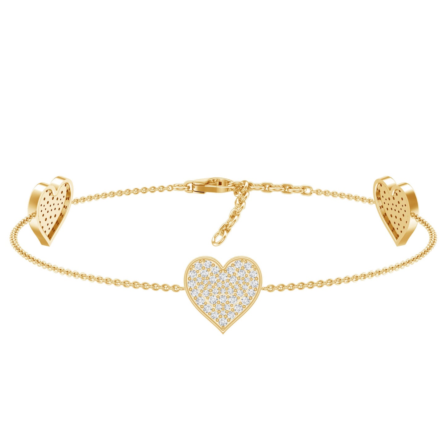 Pave Set Lab Grown Diamond Heart Bracelet for Women