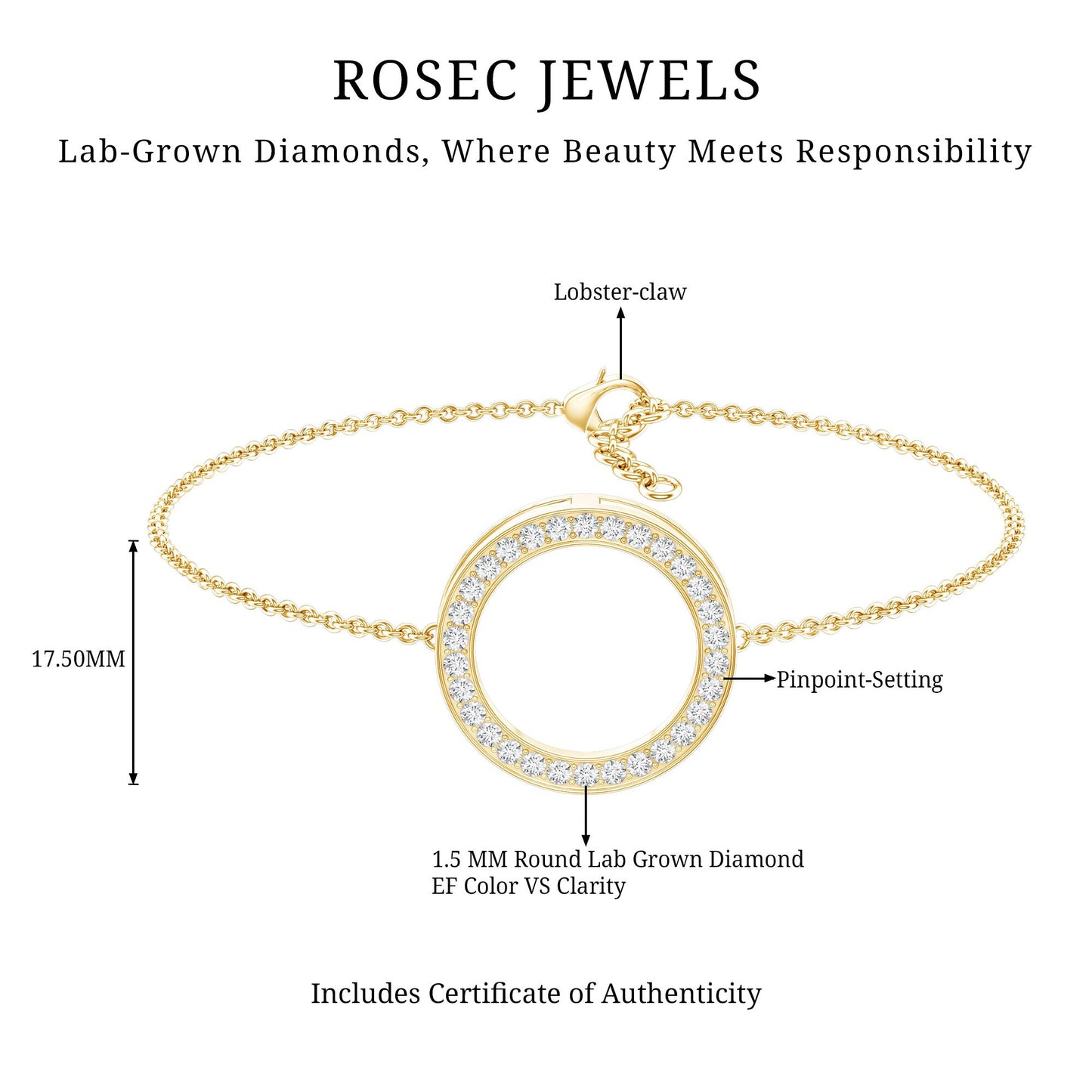 Certified Lab Grown Diamond Circle Bracelet for Women