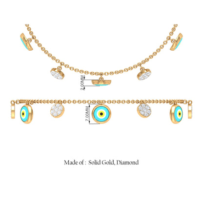 Certified Diamond Evil Eye Chain Bracelet
