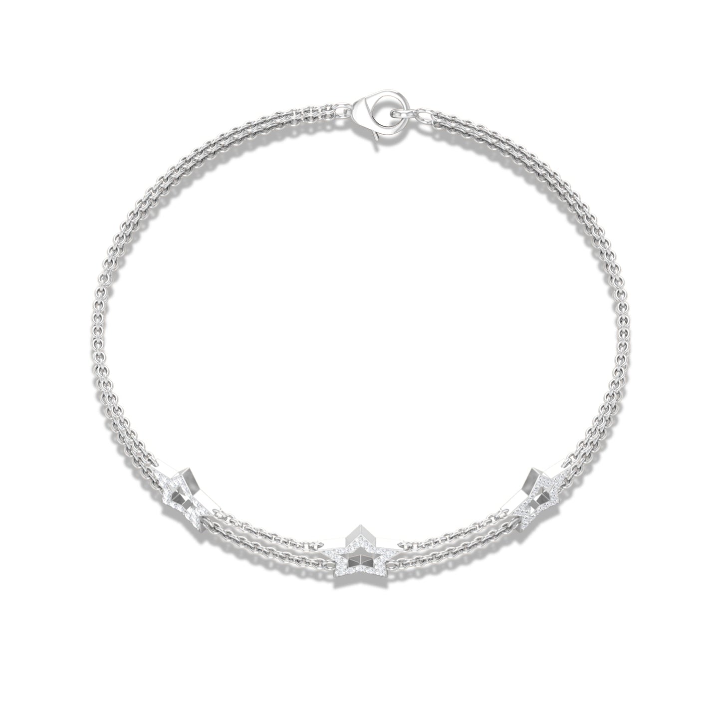 Certified Diamond Star Double Chain Bracelet