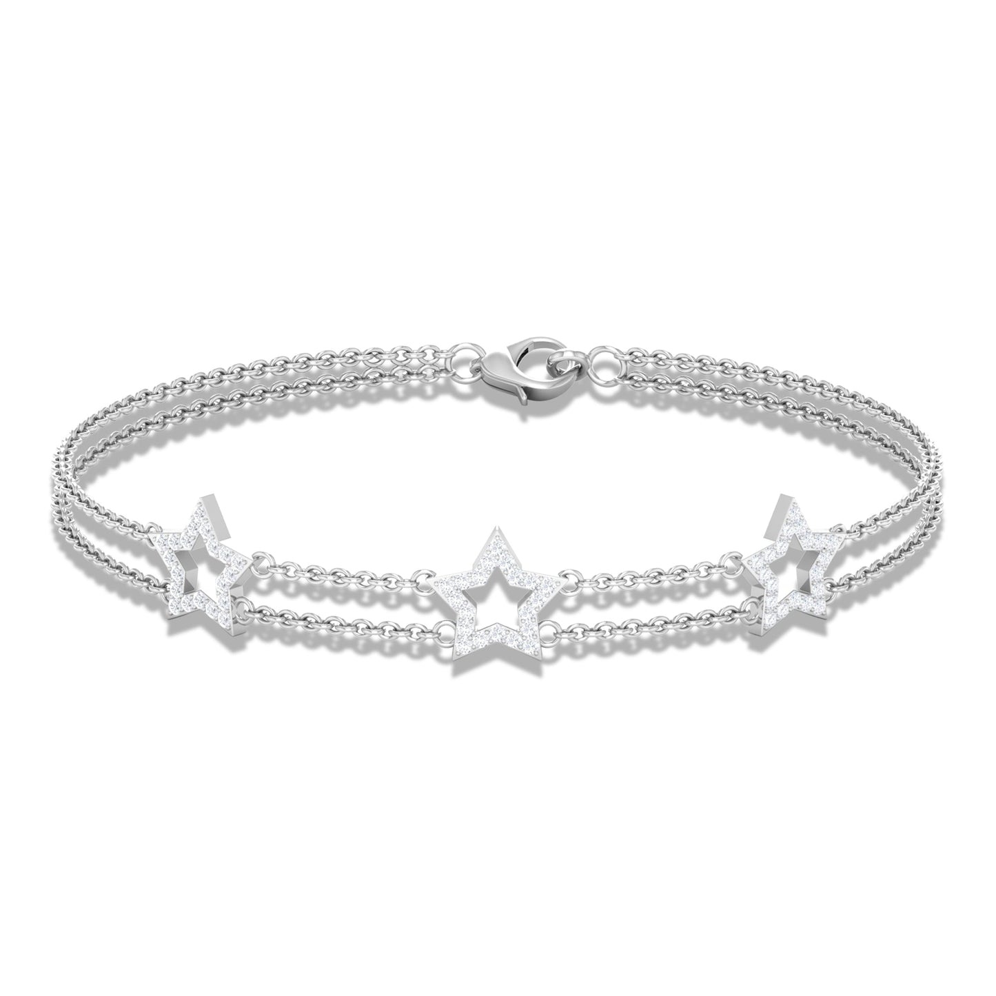 Certified Diamond Star Double Chain Bracelet