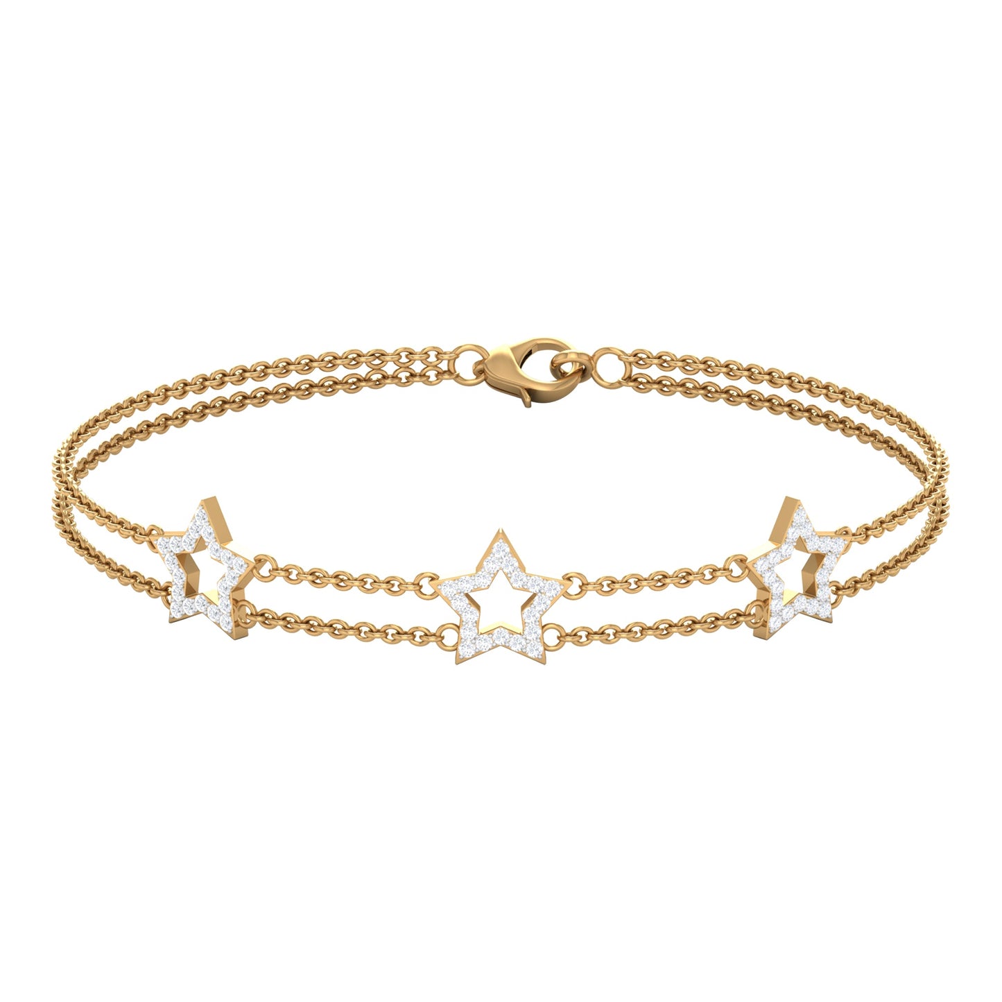 Certified Diamond Star Double Chain Bracelet