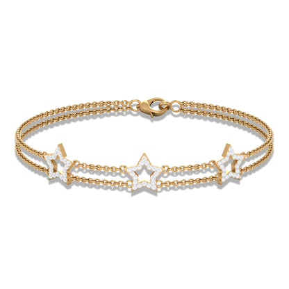 Certified Diamond Star Double Chain Bracelet