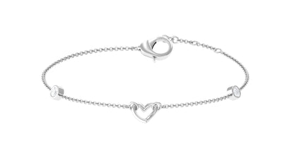 Bezel Set Diamond Heart Chain Bracelet