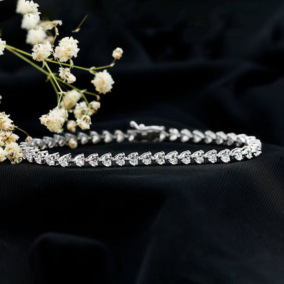 Lab Grown Diamond Heart Tennis Bracelet for Wedding