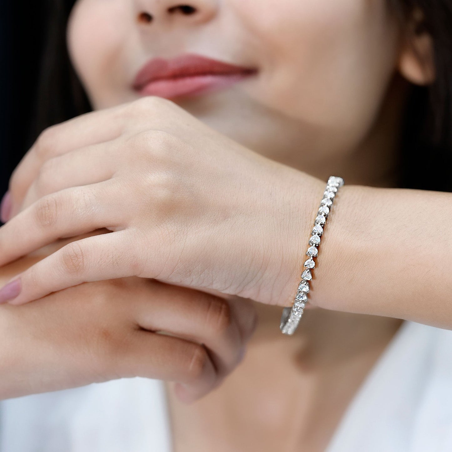 Lab Grown Diamond Heart Tennis Bracelet for Wedding