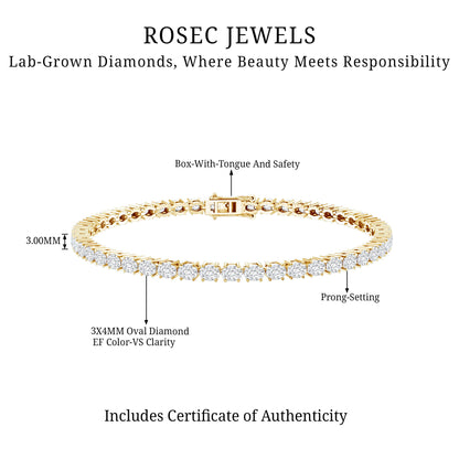 East West Oval Lab Grown Diamond Tennis Bracelet