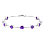 Bezel Set Amethyst Station Chain Bracelet for Women