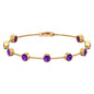 Bezel Set Amethyst Station Chain Bracelet for Women