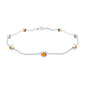 Natural Citrine 7 Stone Station Chain Bracelet for Women