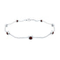 Bezel Set Garnet Seven Stone Station Chain Bracelet