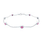 Real Pink Tourmaline Station Chain Bracelet for Women