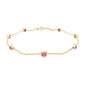 Real Pink Tourmaline Station Chain Bracelet for Women