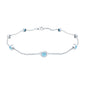 Bezel Set Aquamarine Station Bracelet for Women