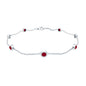Natural Ruby 7 Stone Station Chain Bracelet for Women