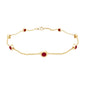 Natural Ruby 7 Stone Station Chain Bracelet for Women