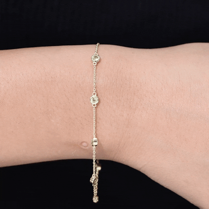Bezel Set Seven Stone Peridot Station Bracelet