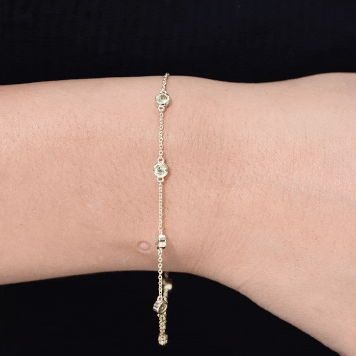 Bezel Set Seven Stone Peridot Station Bracelet