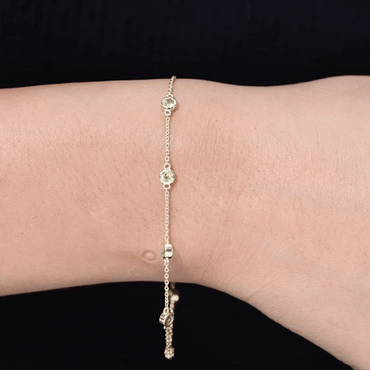 Bezel Set Seven Stone Peridot Station Bracelet