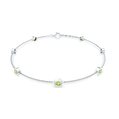 Bezel Set Seven Stone Peridot Station Bracelet