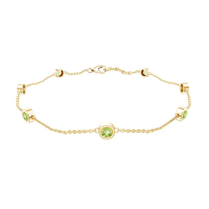 Bezel Set Seven Stone Peridot Station Bracelet