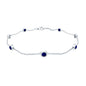 Natural Blue Sapphire 7 Stone Station Chain Bracelet