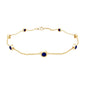 Natural Blue Sapphire 7 Stone Station Chain Bracelet