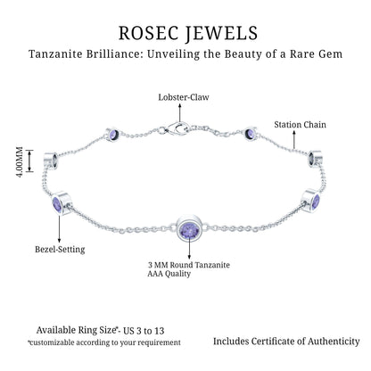 Certified Natural Tanzanite Chain Bracelet for Her